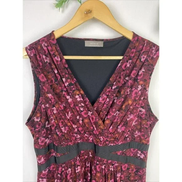 Jacqui E Size L Women's A-Line Dress Pink Purple Floral print - Picture 2 of 8